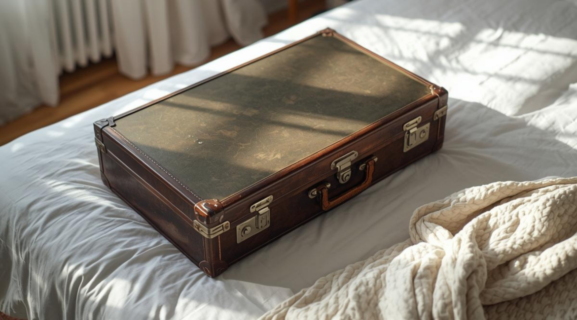 Alter Koffer auf Bett