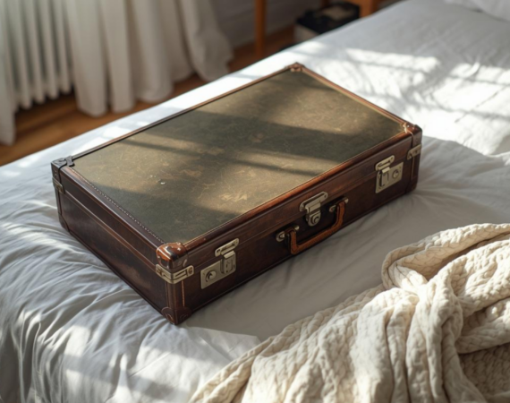 Alter Koffer auf Bett